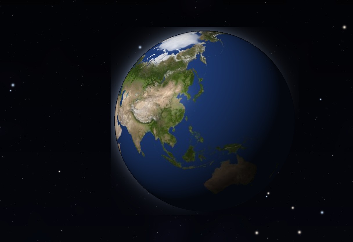 Earth — Rendered from the surface map — Solar System Scope (CC BY 4.0)
